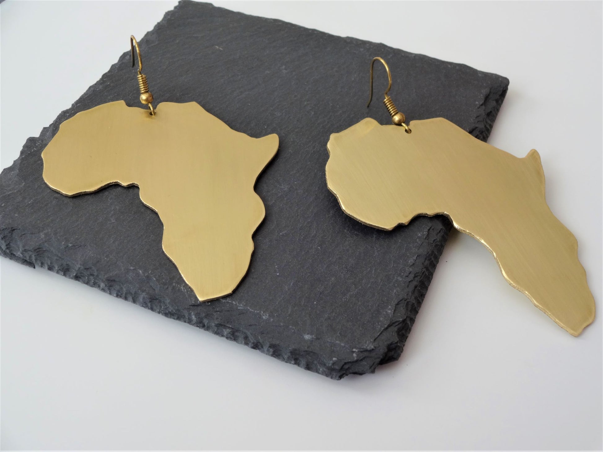 Africa Map earrings brass