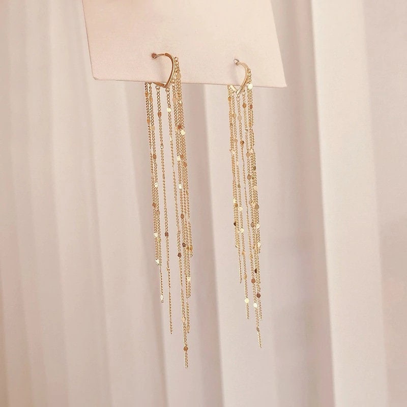 gold tassel drop earrings